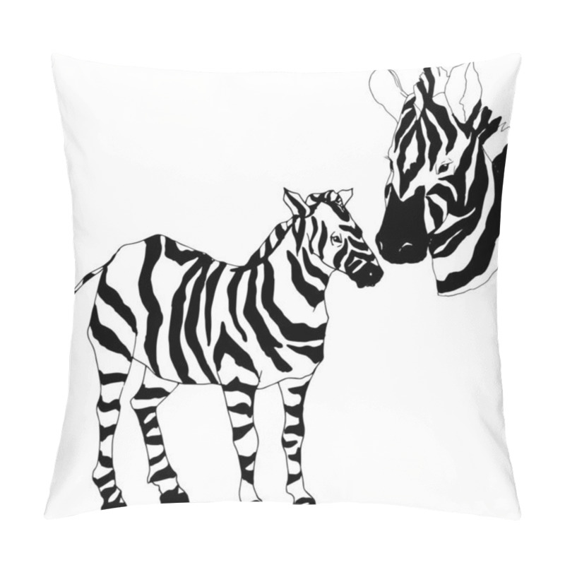 Personality  Vector Exotic Zebra Wild Animal Isolated. Black And White Engraved Ink Art. Isolated Animal Illustration Element. Pillow Covers