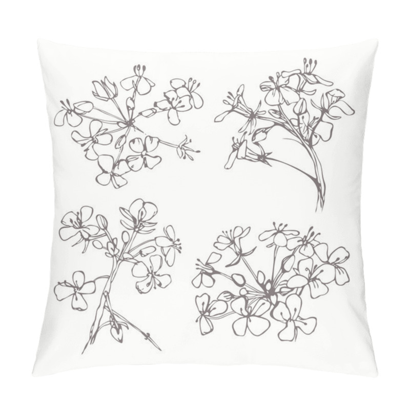 Personality  Set Of Monochrome Flowers Pillow Covers