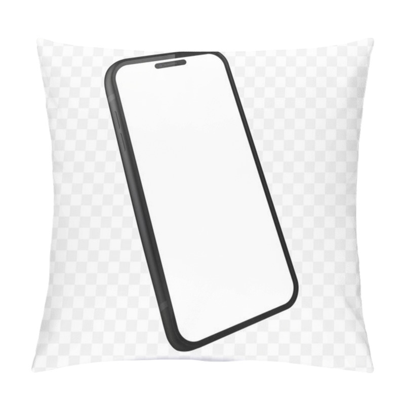 Personality  Mobile Phone Mockup With Perspective View. Black Smartphone Isolated On Transparent Background.  Pillow Covers