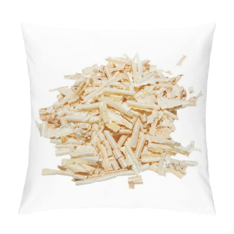 Personality  Pile Wood Shavings Background Isolated On White Pillow Covers