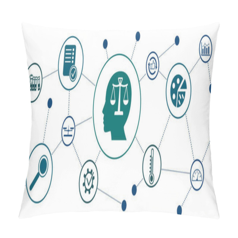 Personality  Concept Of Assessment With Connected Icons Pillow Covers