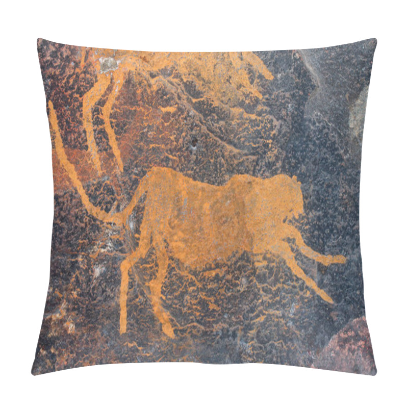 Personality  Bushmen (san) Rock Painting Of A Cheetah, South Afric Pillow Covers