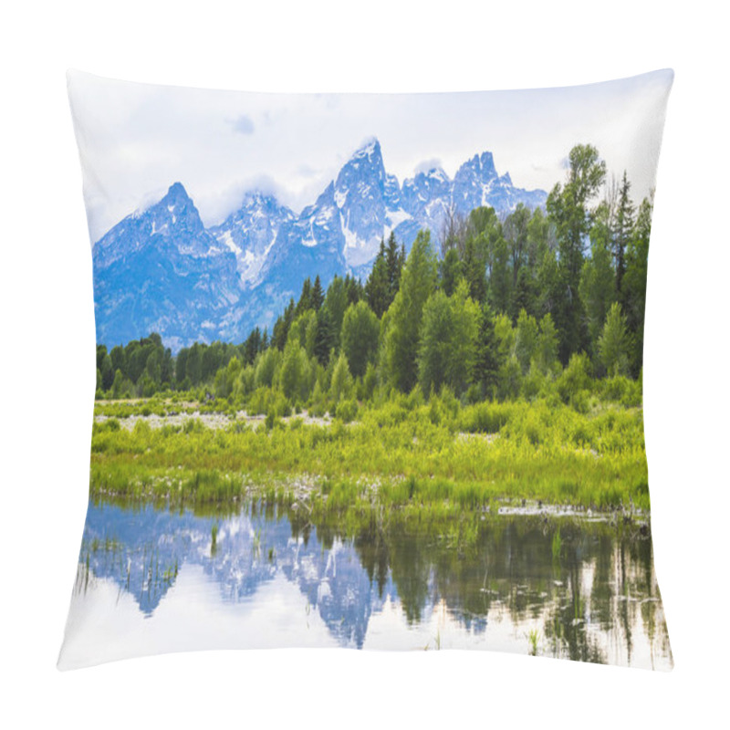 Personality  Grand Teton National Park On The Day With Reflection In River. Pillow Covers