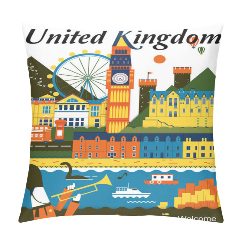 Personality  United Kingdom Travel Poster Pillow Covers