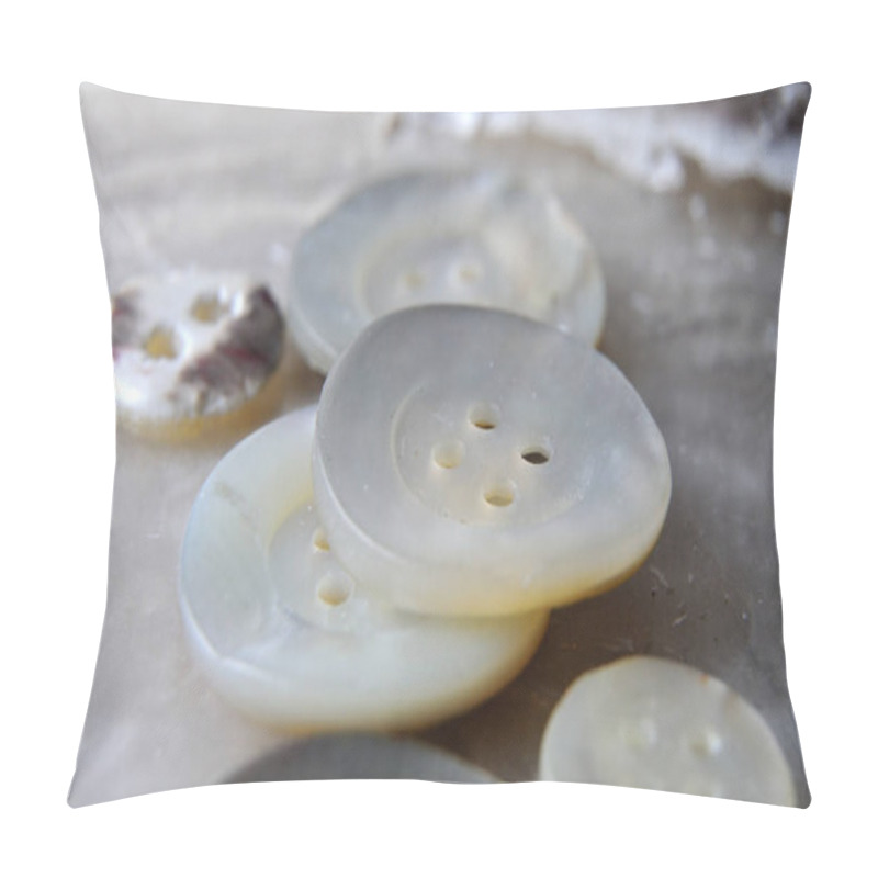 Personality  Group Of Old Buttons Of Mother-of-pearl Pillow Covers