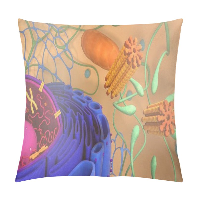 Personality  3d Render Of Body Cells. 3d Illustration Cell Modell. Pillow Covers