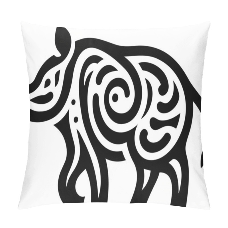 Personality  Abstract Tribal Rhino Illustration In Black And White Suitable For Tattoos And Graphic Design Pillow Covers