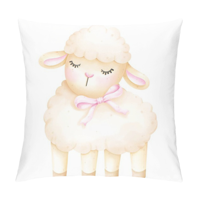 Personality  Funny Lamb With Cute Smile, Element For Greeting Card, Wallpaper, Packaging, Banner, Fabric. Pillow Covers