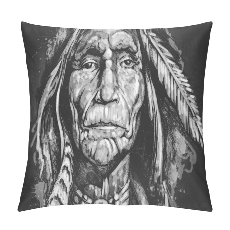 Personality  Portrait Of American Indian Head Pillow Covers