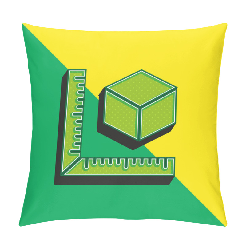 Personality  3d Printing Measure Green And Yellow Modern 3d Vector Icon Logo Pillow Covers