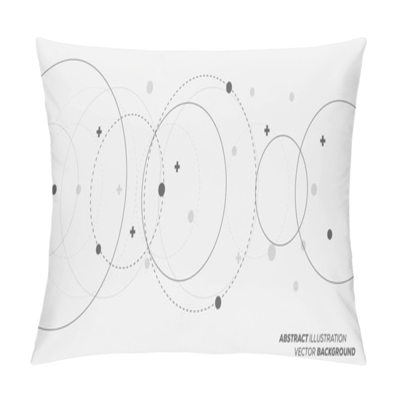 Personality  Abstract Vector Illustration With Overlapping Circles, Dots And Dashed Circles. Science And Connection Concept. Wide Molecule Structure Background. Pillow Covers