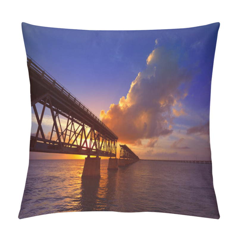 Personality  Florida Keys Old Bridge Sunset At Bahia Honda Pillow Covers