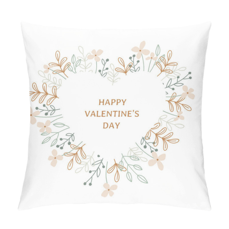 Personality  Hand Drawn Floral Heart With Romantic Message Isolated On White. Blooming Heart Frame For Valentines Day, Mothers Day And Holidays. Botanical Illustration With Charming Flowers. Spring Vector Frame Pillow Covers