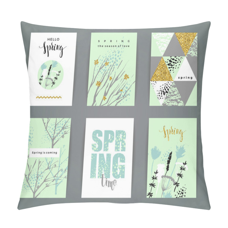 Personality  Set Of Artistic Creative Spring Cards. Pillow Covers