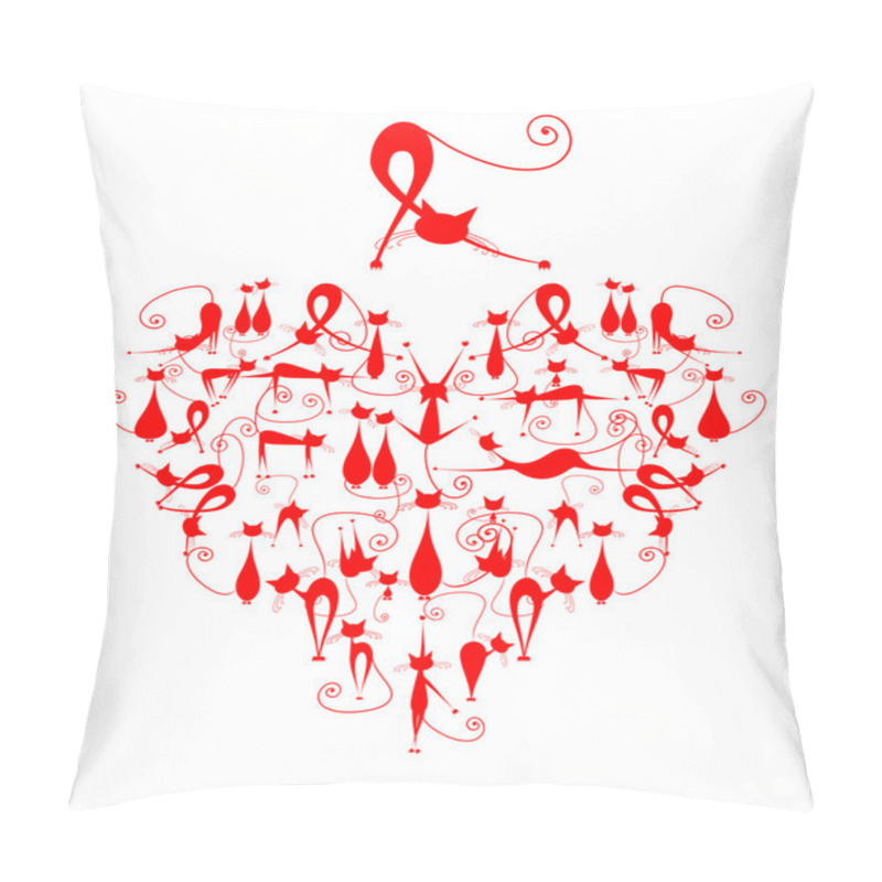 Personality  I Love Cats! Cats Silhouette In Heart Shape For Your Design Pillow Covers