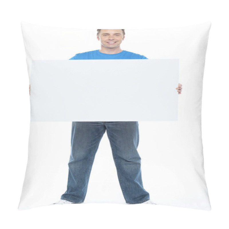 Personality  Handsome Casual Guy Holding Blank Ad Board Pillow Covers