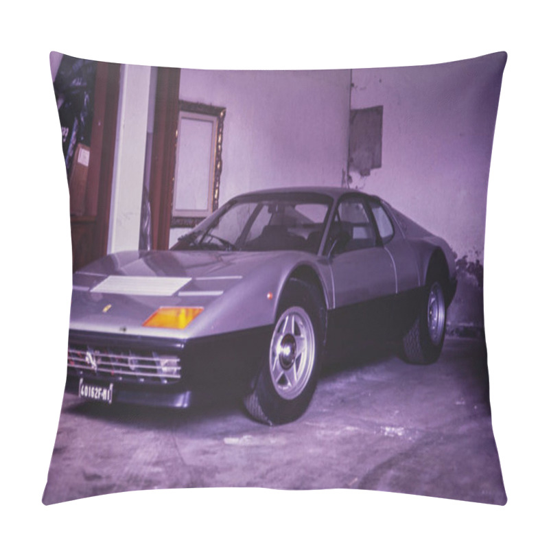 Personality  Rovigo, Italy May 1979: Old Ferrari Car In 70s Pillow Covers