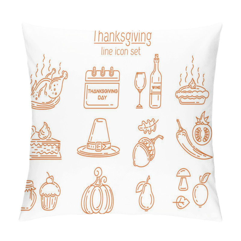 Personality  Thanksgiving Line Icon Set Pillow Covers