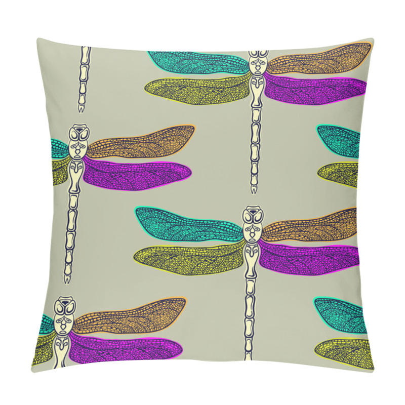 Personality  Dragonfly Seamless Pattern Pillow Covers