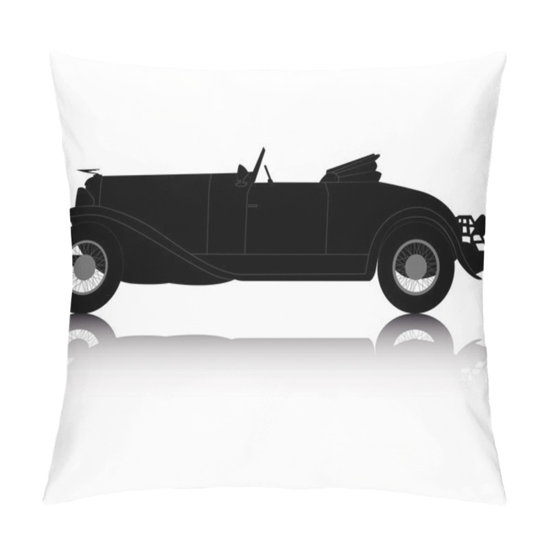 Personality  Black Silhouette Of An Old Convertible Pillow Covers