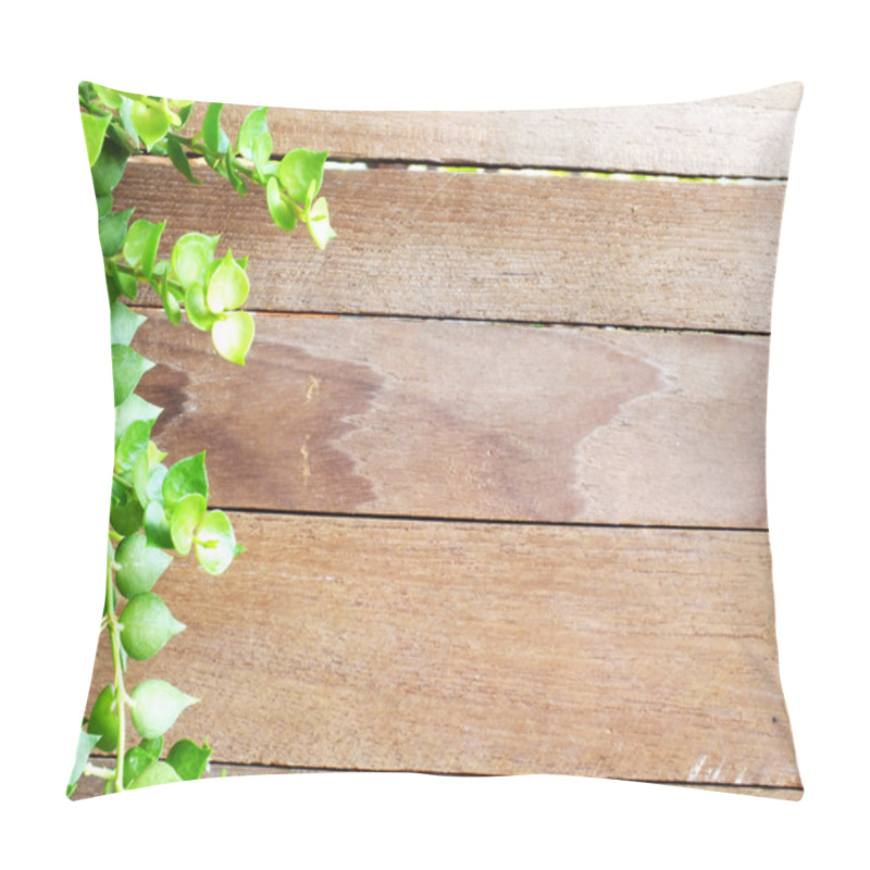 Personality  Old Wood Planks Background With Ivy And Copy Space Pillow Covers