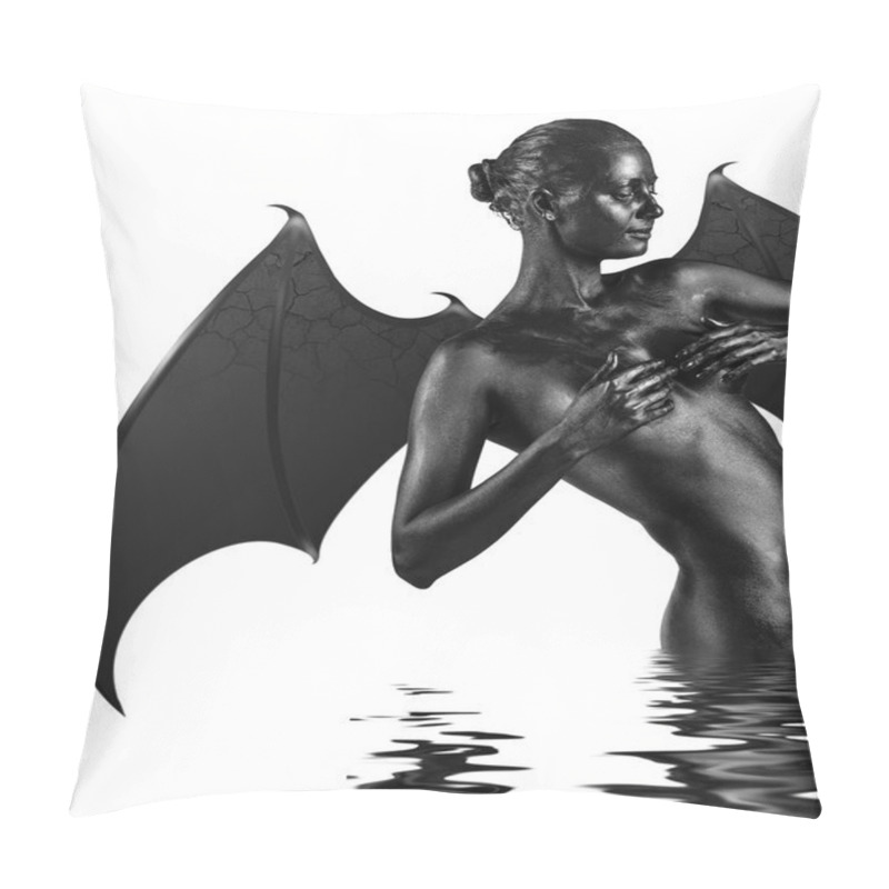 Personality  Beautiful Demon With Black Wings And Skin Pillow Covers