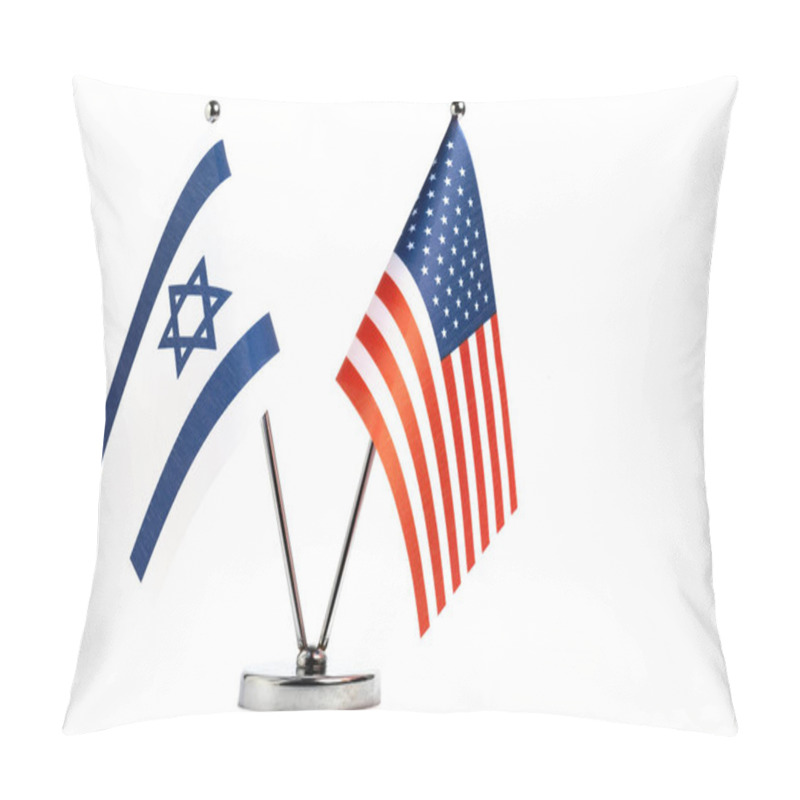 Personality  Table Flags Of United States And Israel On White Background Pillow Covers