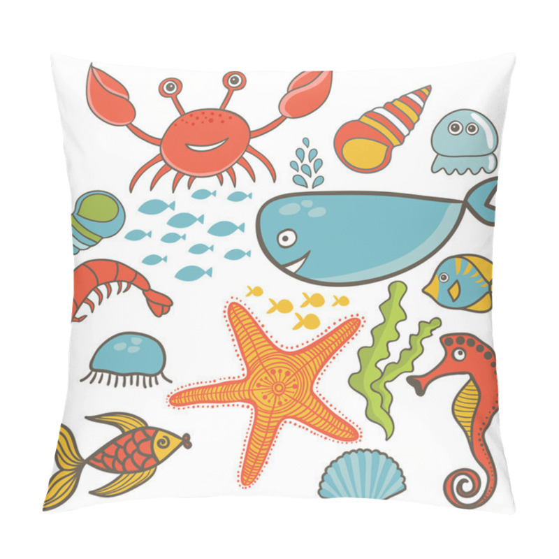 Personality  Cartoon Set With Sea Live Pillow Covers