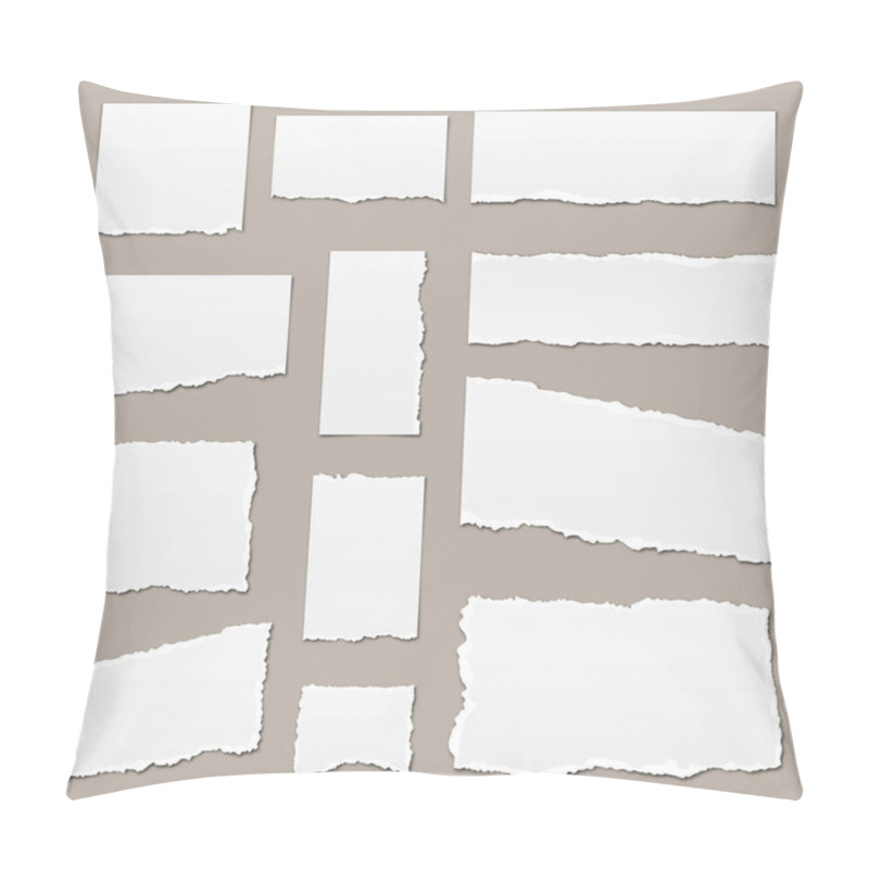 Personality  White Torn Paper. Torn Paper Scraps With Shadows. Paper Pieces Isolated. Vector Illustration. Ripped Paper Strips Pillow Covers