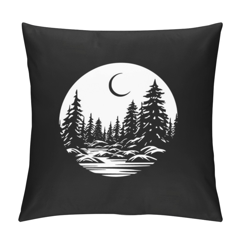 Personality  Forest - Black And White Isolated Icon - Vector Illustration Pillow Covers