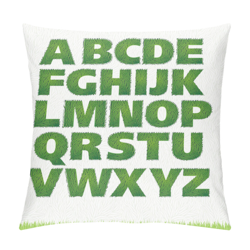 Personality  All Letters Of Green Grass Alphabet. Pillow Covers