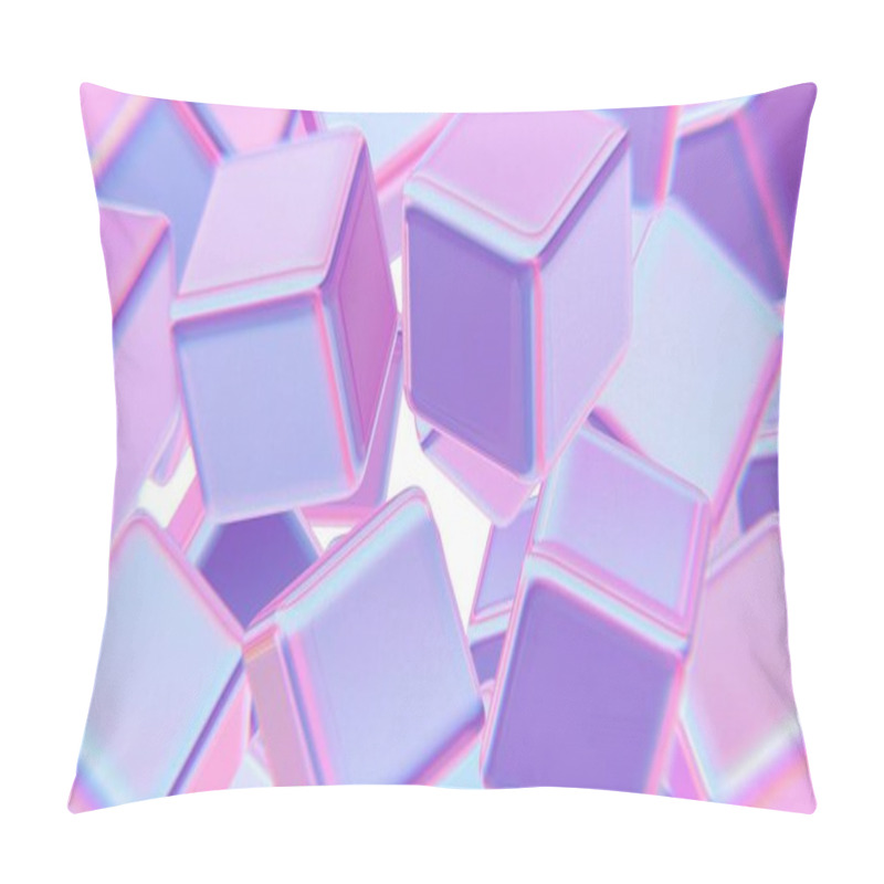 Personality  Abstract Pastel Cubes Floating In A Soft Gradient Environment Pillow Covers