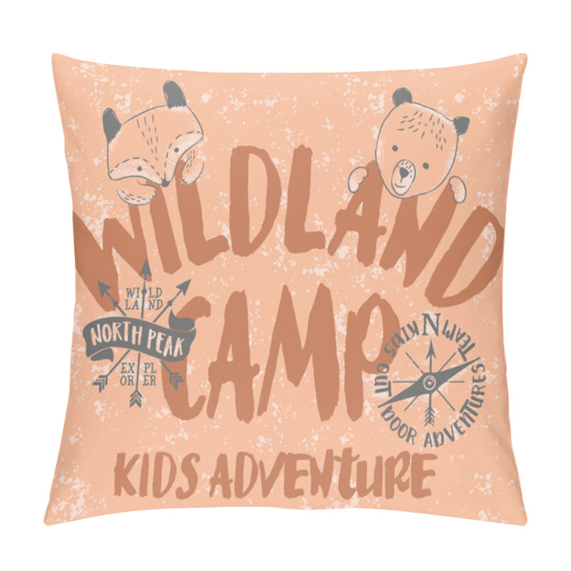 Personality  Wild Land Camp Kids Adventure, Cute Vector Print For Children Baby Wear Pillow Covers