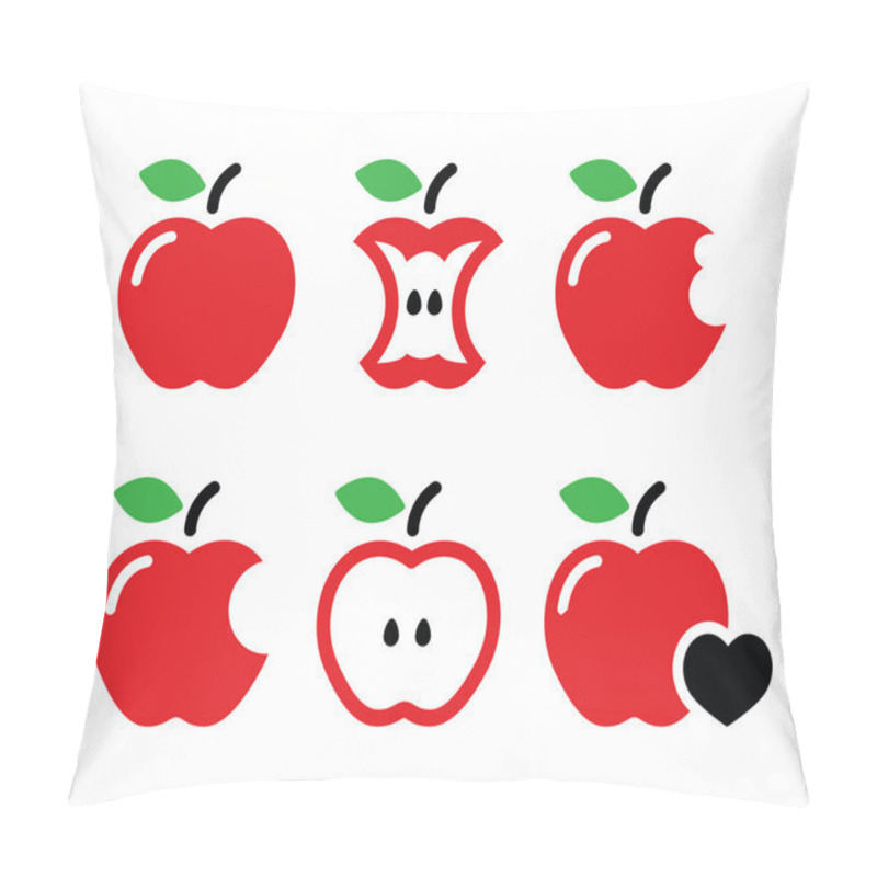 Personality  Red Apple, Apple Core, Bitten, Half Vector Icons Pillow Covers