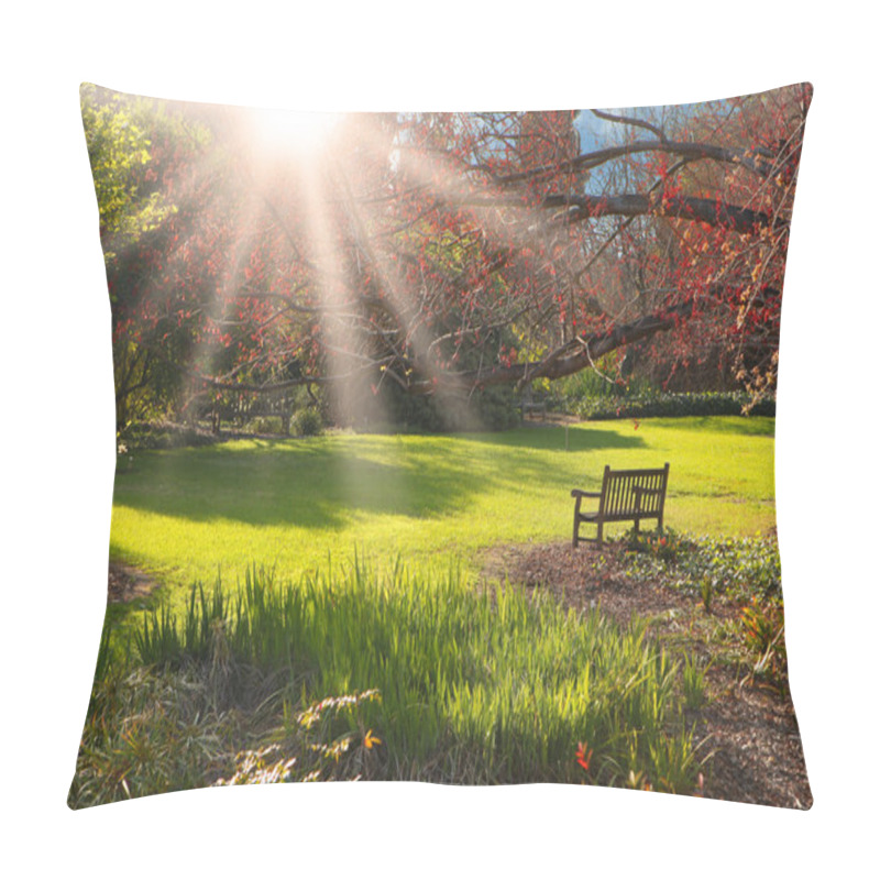 Personality  Bench In The Park At Sunset Pillow Covers