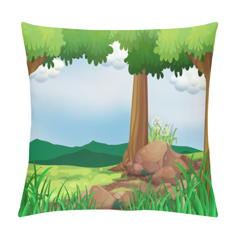 Personality  A Green Forest With Rocks Pillow Covers