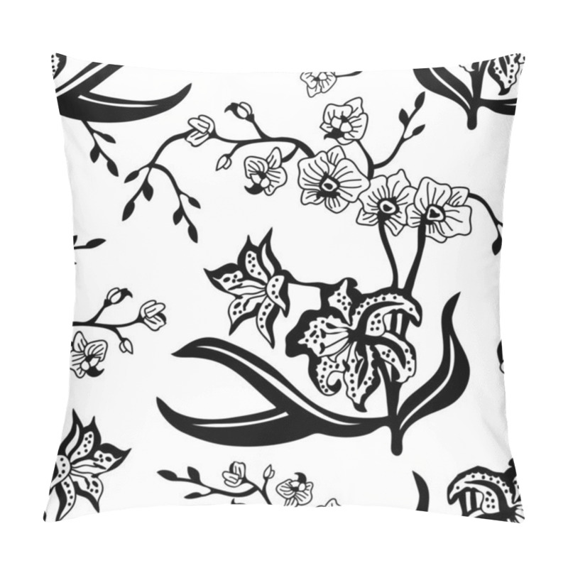 Personality  Oriental Pattern With Orchids And Lilies. Pillow Covers