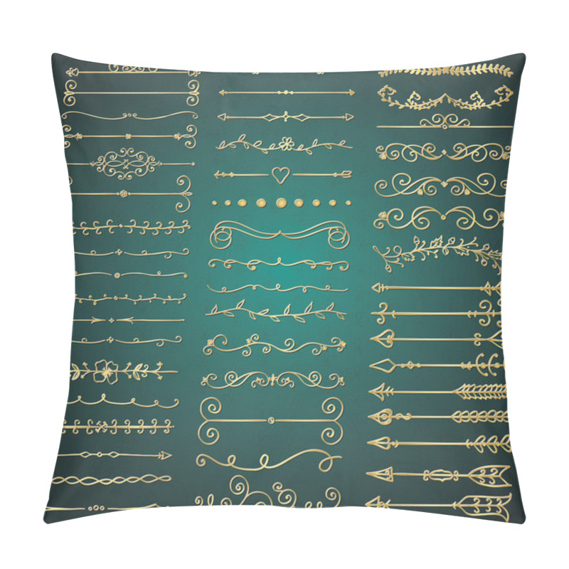 Personality  Vector Golden Glossy Hand Drawn Dividers, Arrows, Swirls Pillow Covers