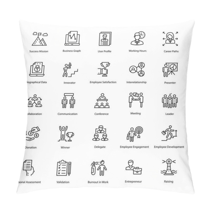 Personality  Human Resource Outline Vector Icons Set Pillow Covers