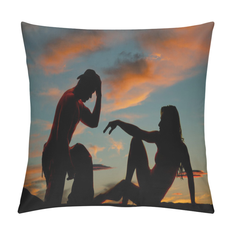 Personality  Silhouette Of Woman And Cowboy Pillow Covers