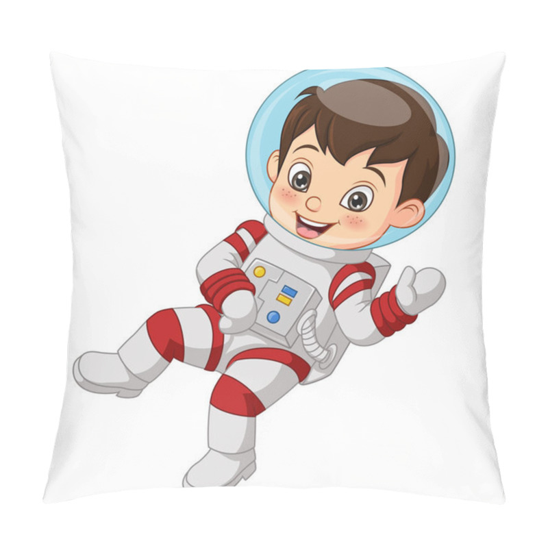 Personality  Vector Illustration Of Cute Little Boy Wearing Astronaut Costume Pillow Covers