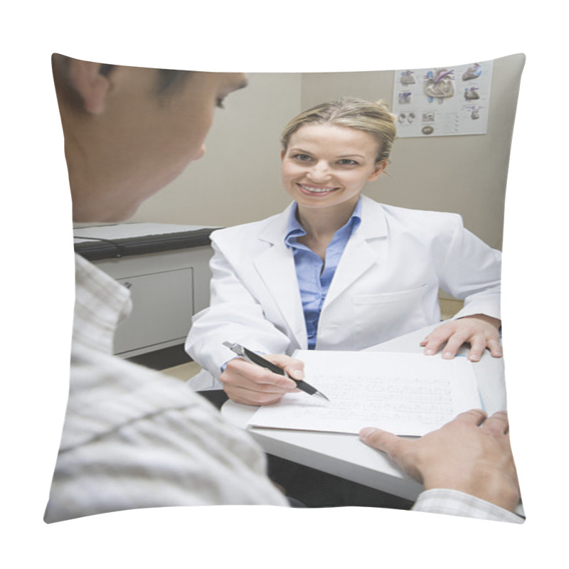 Personality  Doctor And Patient In Doctors Office Pillow Covers