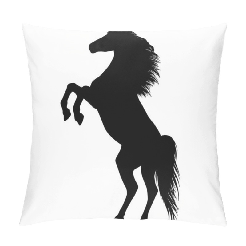 Personality  Drawing The Black Silhouette Of Standing Horse On A White Background Pillow Covers