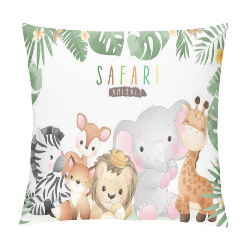 Personality  Cute Doodle Safari Animals With Floral Illustration Pillow Covers