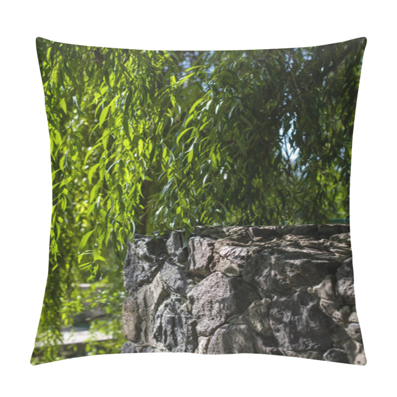 Personality  Stone Wall And Willow Tree Branches With Sunlight Pillow Covers