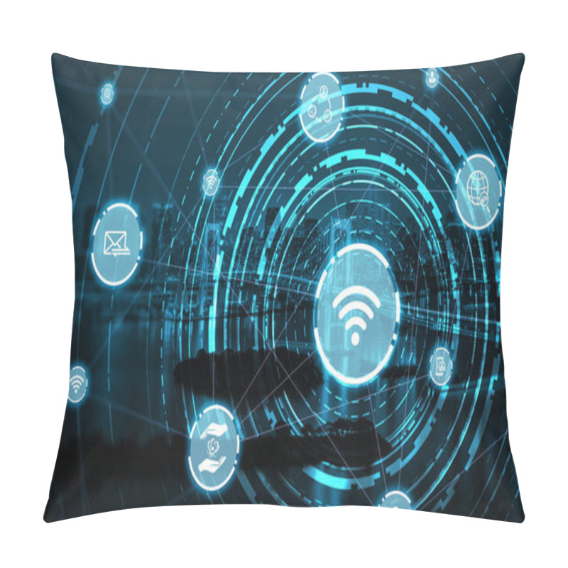 Personality  The Modern Creative Communication And Internet Network Connect In Smart City Pillow Covers