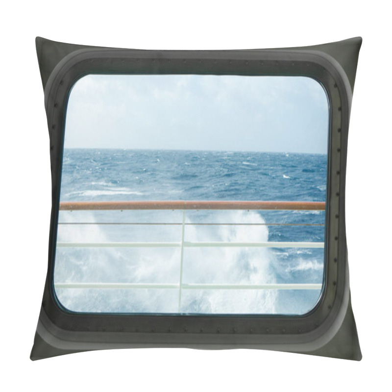 Personality  View From A Cabin Window Of A Cruise Ship On The Stormy Sea Pillow Covers