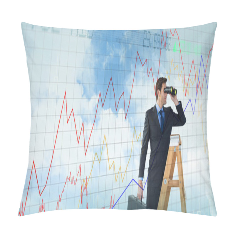 Personality  Businessman Looking On A Ladder Pillow Covers