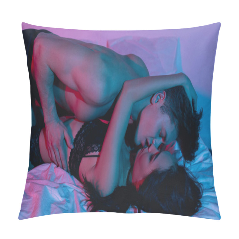 Personality  Couple Kissing In Bed And Holding Condom Pillow Covers