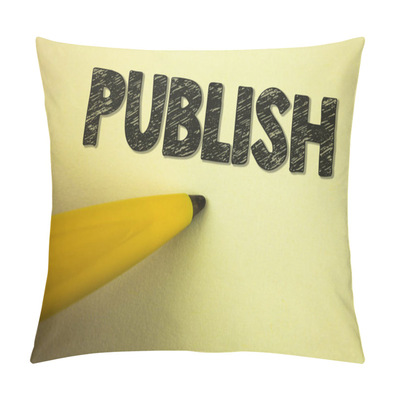 Personality  Word Writing Text Publish. Business Concept For Make Information Available To People Issue A Written Product Written On Plain Background Pen Next To It. Pillow Covers